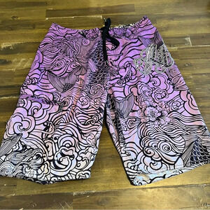 Rip Curl Vintage 90's Y2K Asian Board Shorts Long Embroidered Dragon Surfing 31